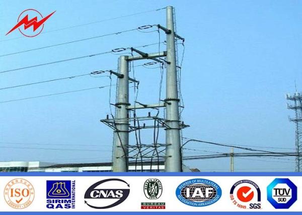 Polygonal Gr65 Material Electric Bitumen Galvanised Steel Pole For Overheadline