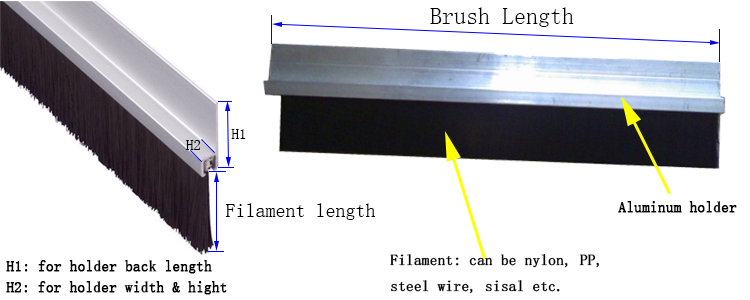Furniture Dusting Screen Door Sweep Brush Black Color Door Sealing