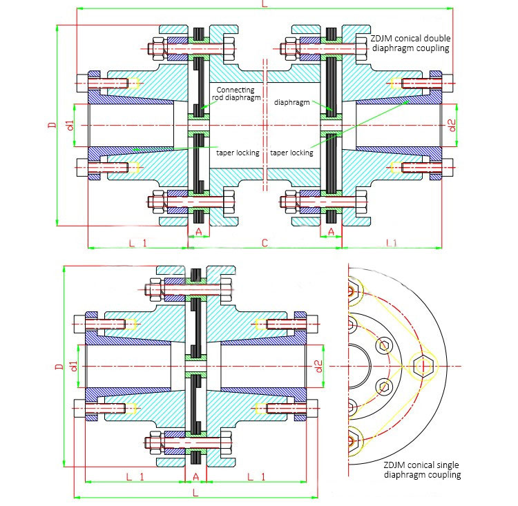 OEM Single Disc Flexible Diaphragm Coupling Maintenance Free With Locking Device