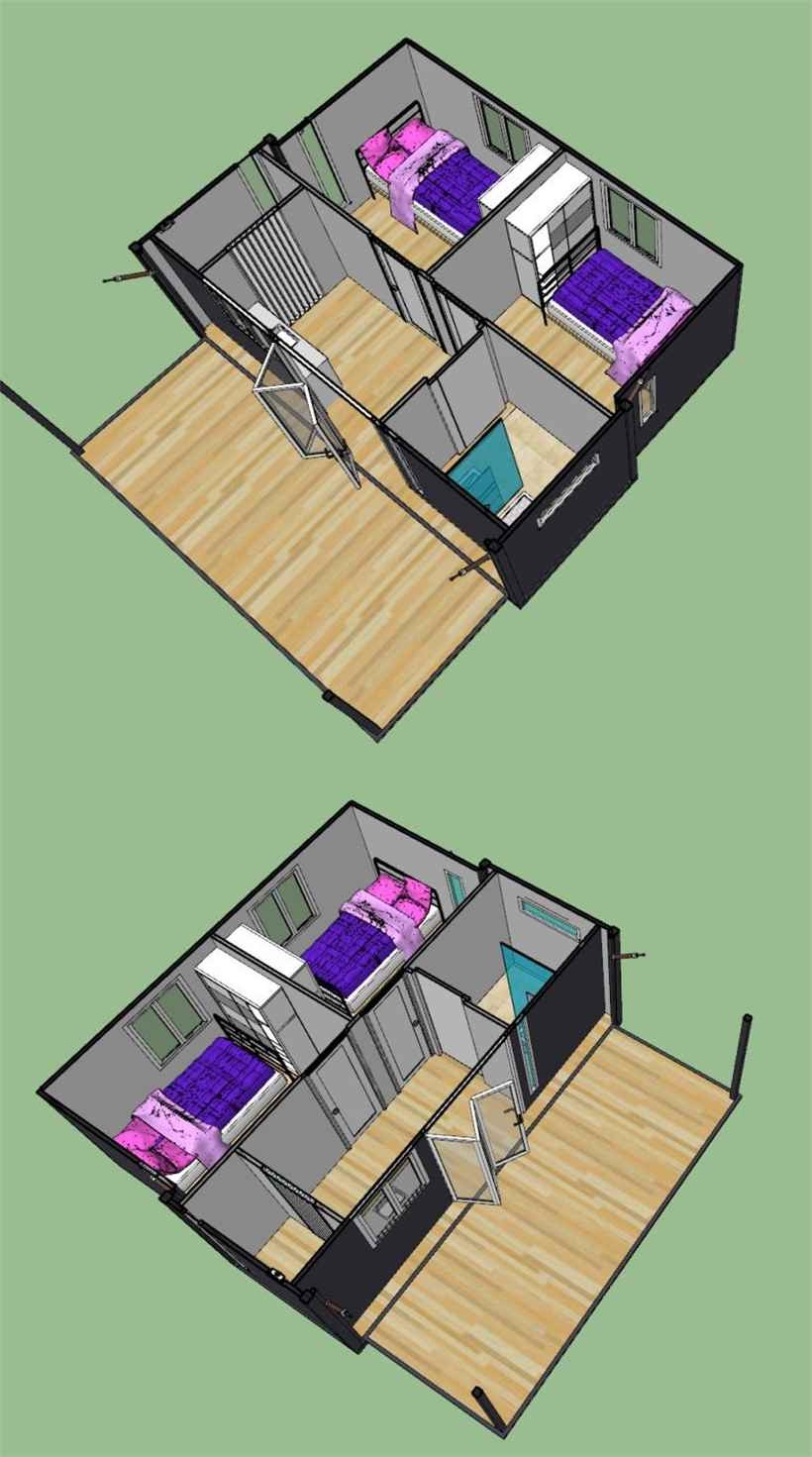 Durable 40ft Container House , Prefabricated Cabin Homes For Camp / Farmhouse