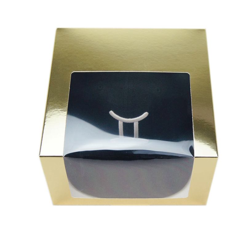 Marble Foldable Paper Packaging Baseball Cap Hat Snapcap Box with Clear Plastic Window