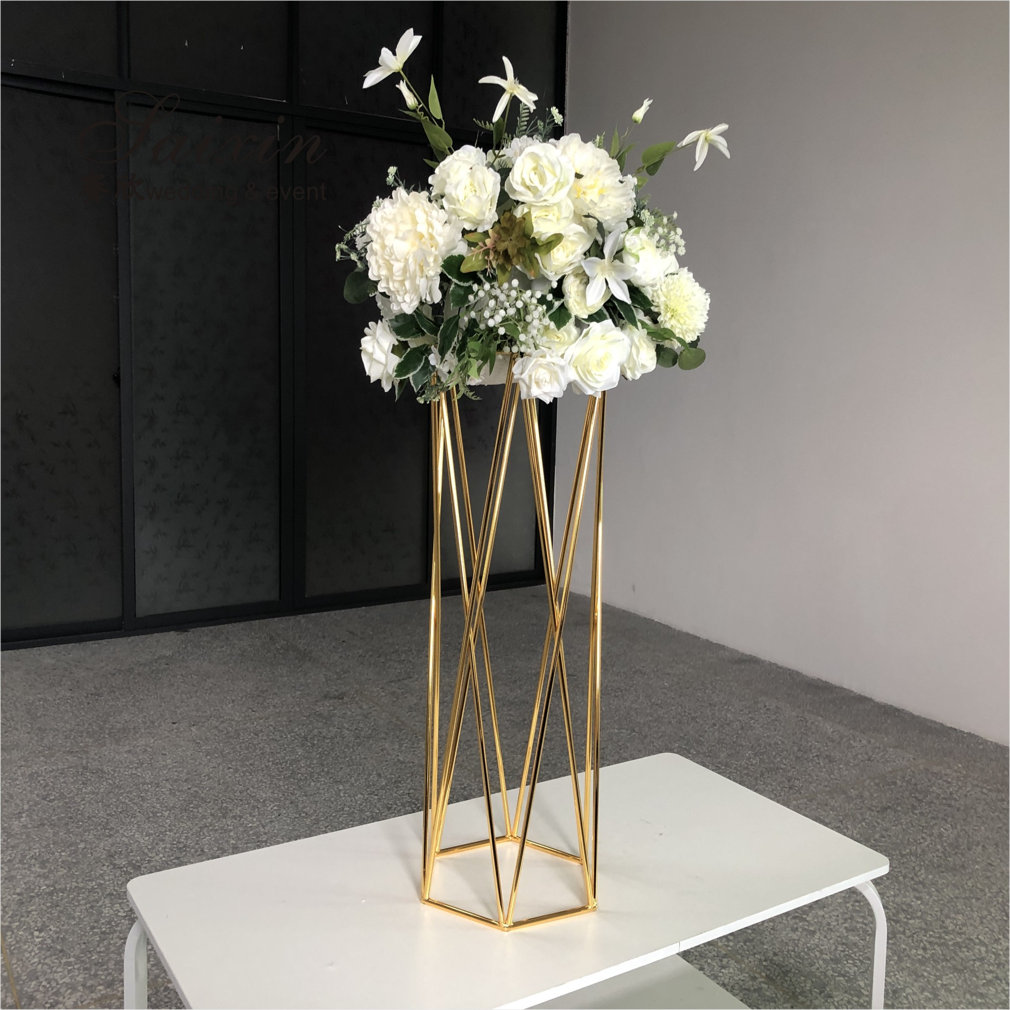 ZT-325G Gorgeous 15 arms gold crystal candelabra wedding table decorations centerpieces