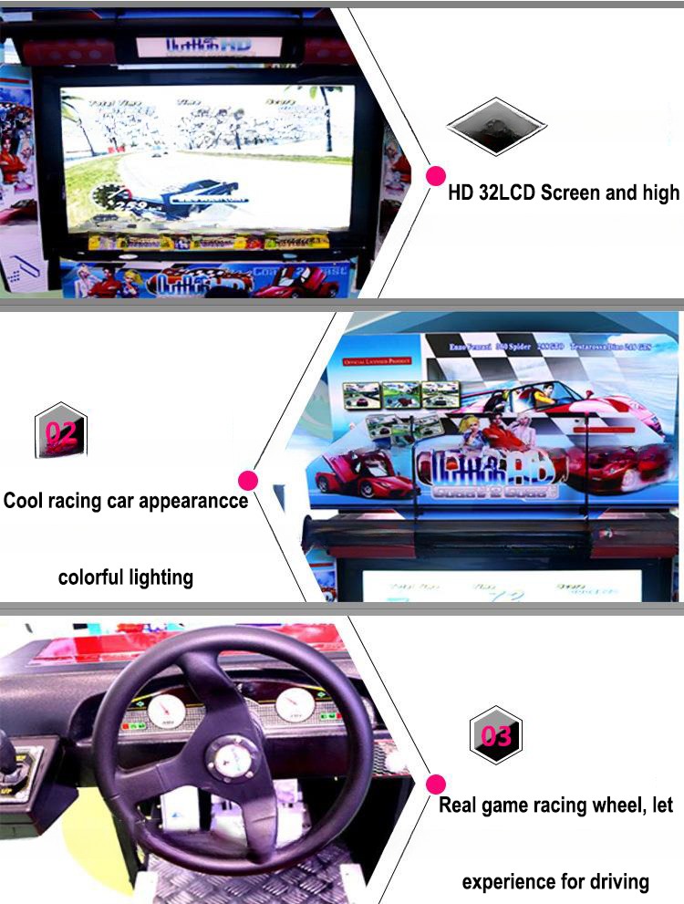 Single Person Coin Operated Car Racing Game Machine With 32inch HD LCD Screen