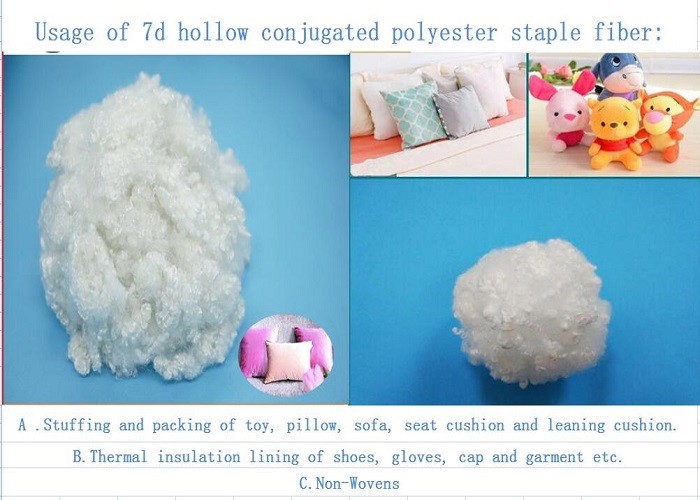 7Dx64mm Hollow Conjugated Siliconized Polyester Fiber For Filling Sofa Pillow