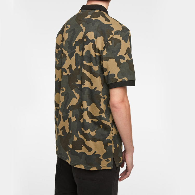 Cotton Casual Mens Polo Style Shirts , Camouflage Golf Shirt For Male