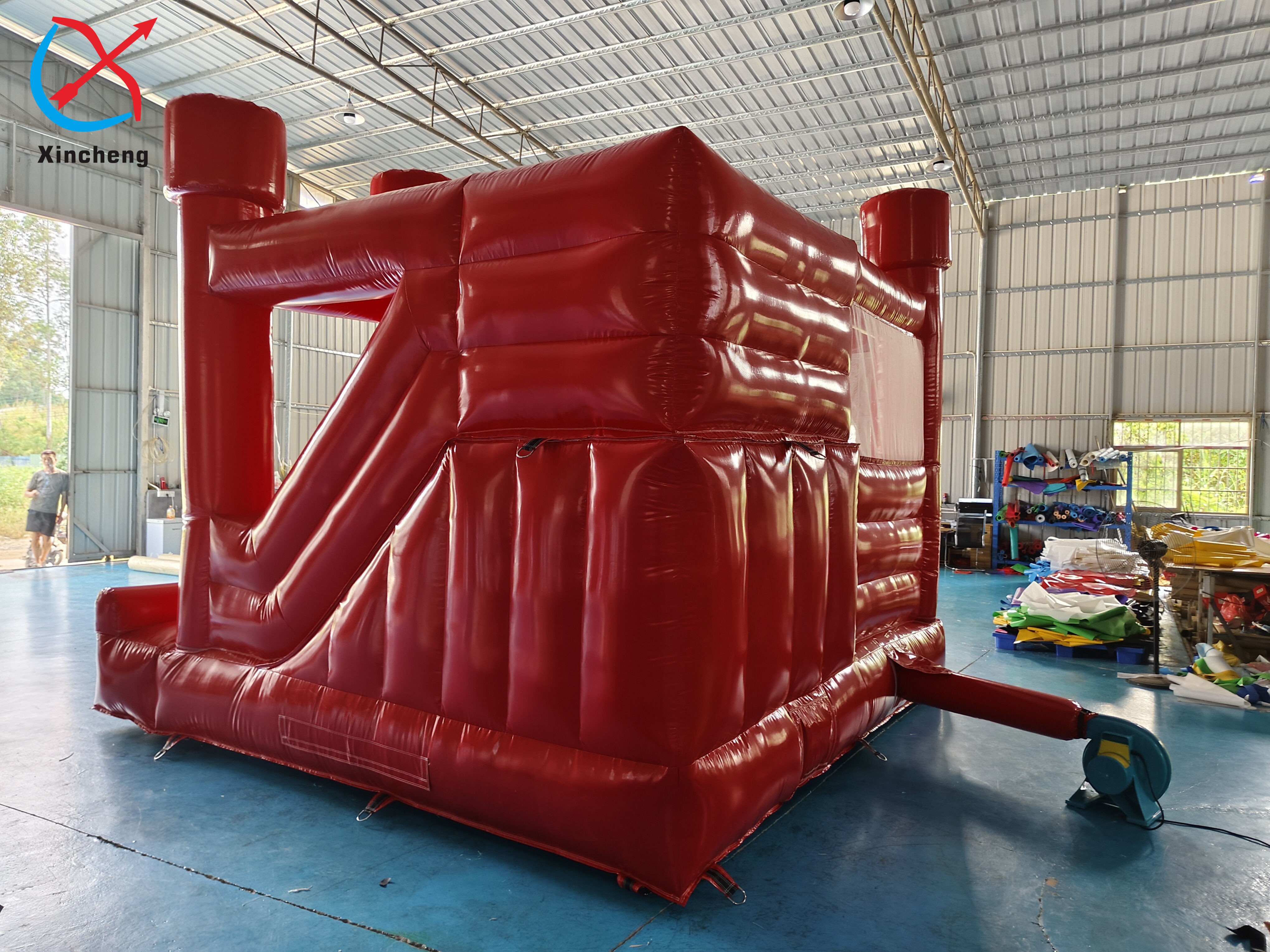 Customized Red Inflatable Wedding Bouncy House With Slide Inflatable Combo For Party