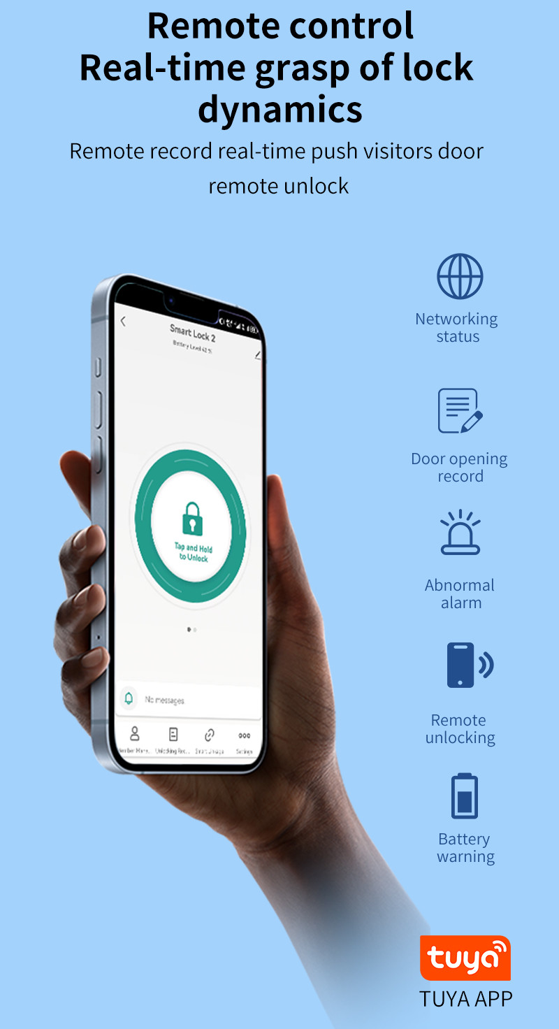 3D Face Recognition Tuya APP Intercom Camera Biometric Fingerprint Smart Locks For Home