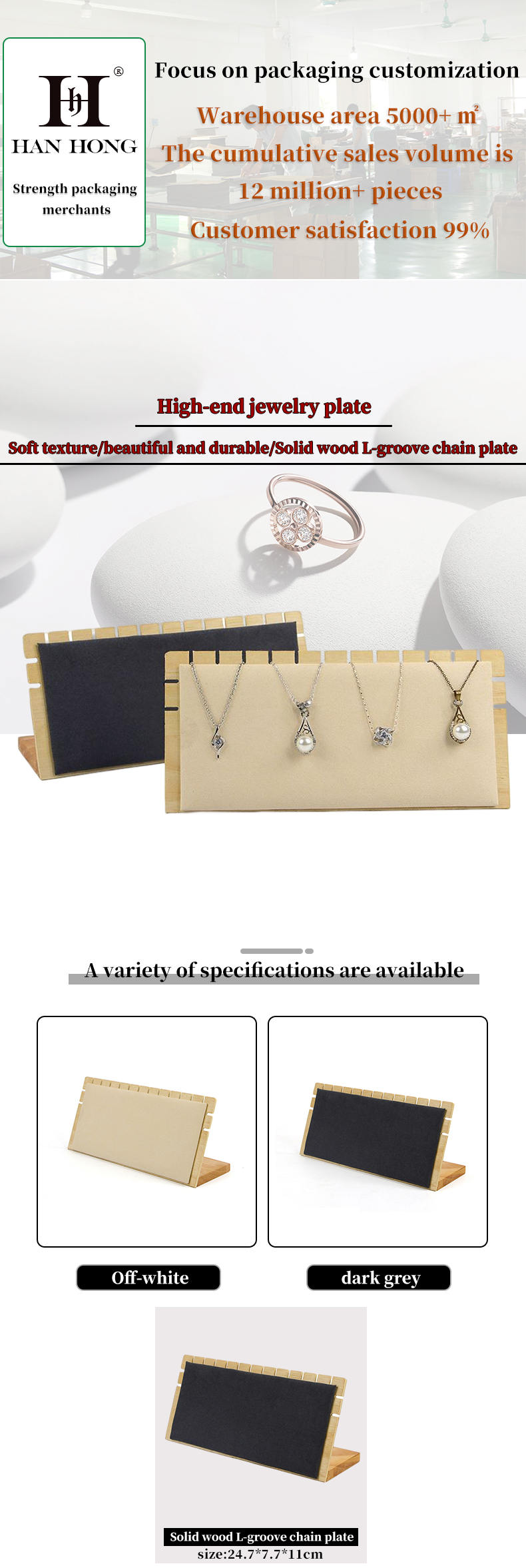 Notched Edge Multipurpose Wooden Jewelry Display Rack Stand for Pendant Earrings