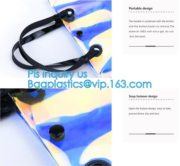 tote pvc stadium ladies bags handbag, bucket bags pvc transparent bags women handbags, laser shopping beach bag hologram