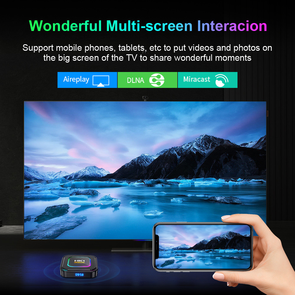 8K WiFi DIY IPTV Box Android 13.0 TV Box With Colorful LED Lights