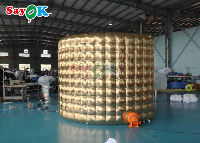 Customized Inflatable 360 Photo Booth Shape Enclosure Gold Inflatable Backdrop Booth