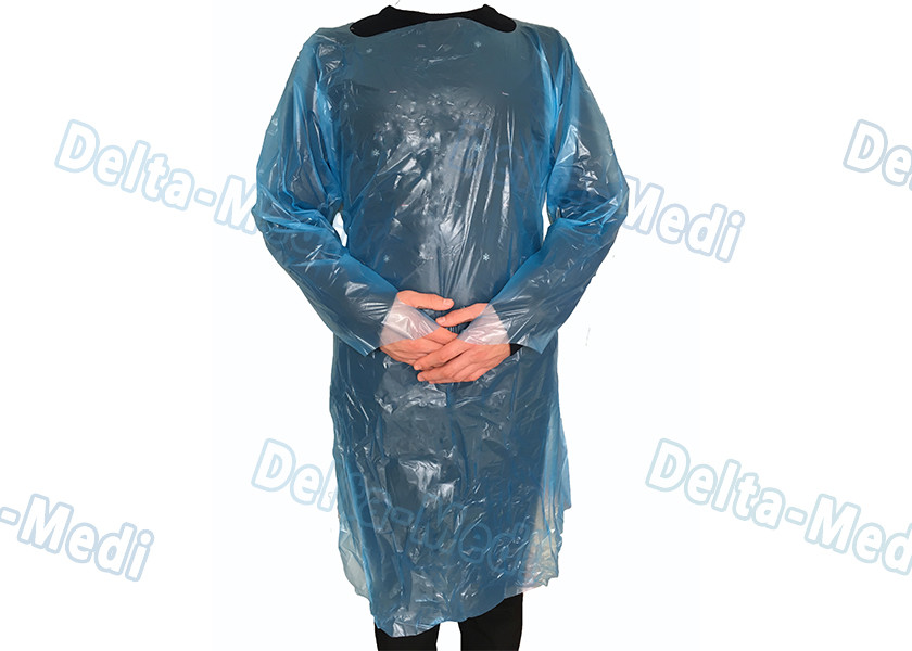 Waterproof Medical Plastic Products CPE Surgical Gown / Isolation Gown With Thumb Loop Cuff