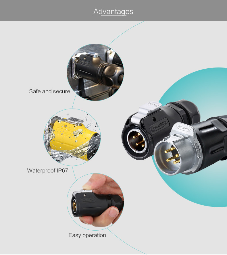 LP20 5pin DC Jack Wiring Connector Waterproof IP65/IP67 Electrical Cable Connector Price Reasonable