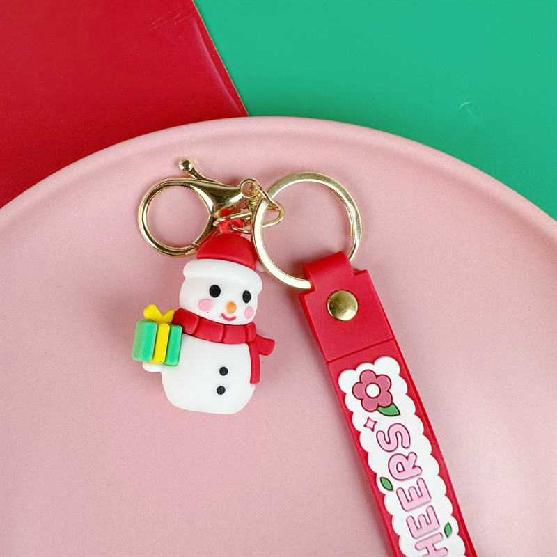Cute Christmas Silicone Bag Pendant Keychain Soft Kawaii Car Key Chain Charms For Women Men Christmas Birthday Kid Gifts