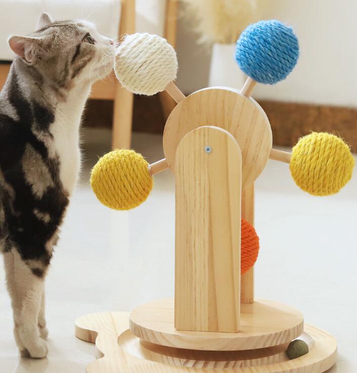 Solid Wood Cat Scratch Wear-resistant Shavings Big Turntable Pet Toys Cat Toy