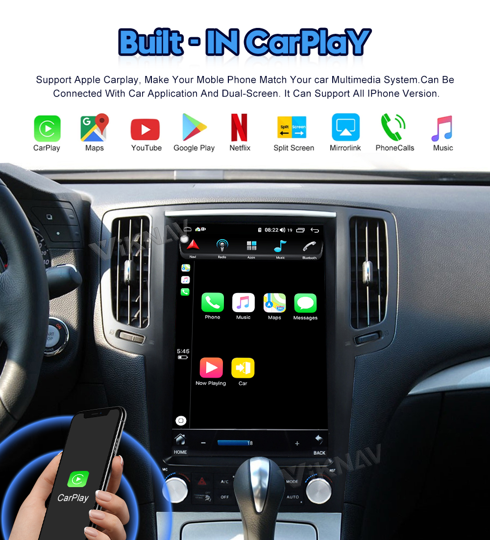 Viknav Car Radio For Infiniti G25 G37 (2004-2013)12.1 Inch Android13 Rear View Navigation GPS Original Car Function