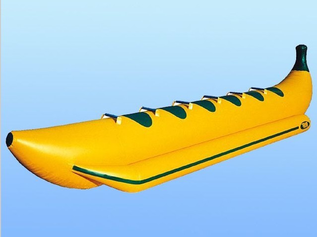Yellow Inflatable Boat Toys 6 Person Towable Banana Water Game Tube