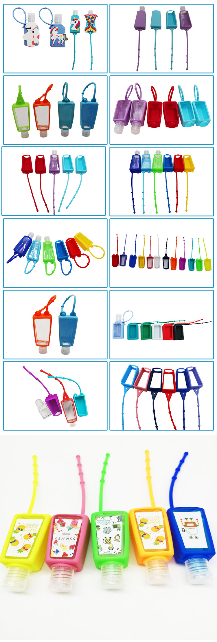 Slim 30ml PET Hand Sanitizer Bottle With Silicone Holder