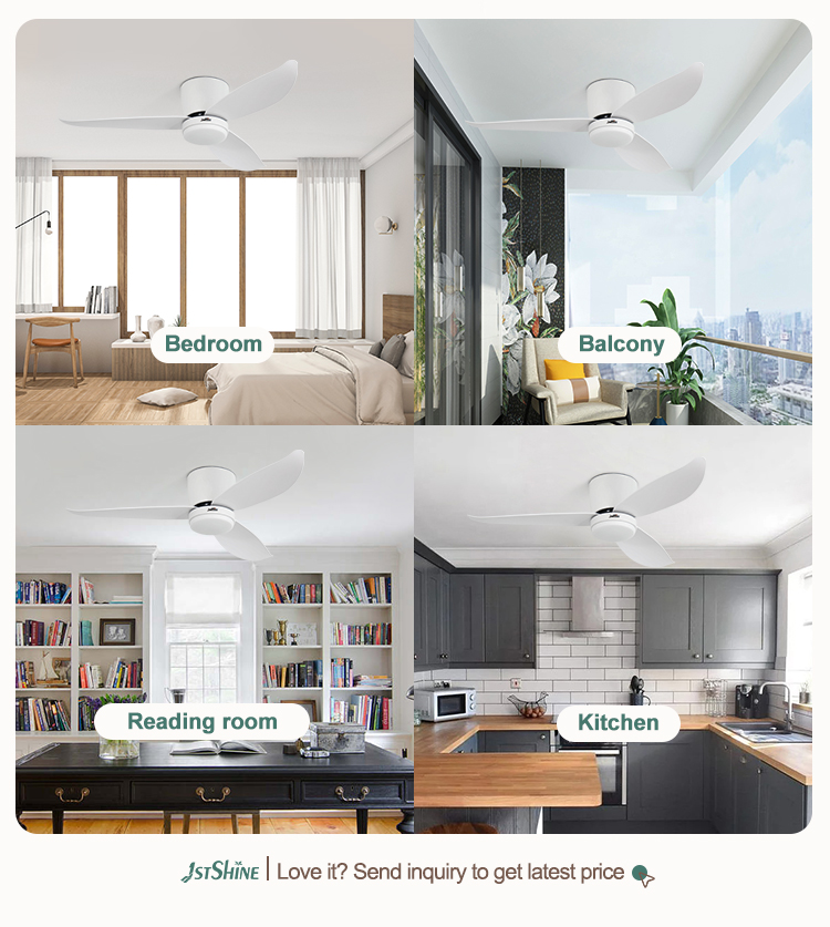 Low Ceiling 42" Flush Mount DC Ceiling Fan with Remote Control and 3 Colors LED Light