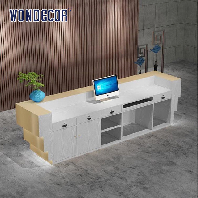 Metal Table Luxury Reception Desk Commercial Reception Counter 110cm