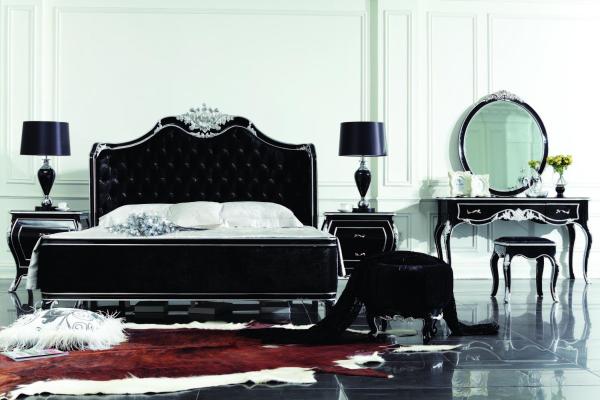 Oakwood Custom Classic Royal Bedroom Furniture Sets 6pcs Wood Frame Fabric