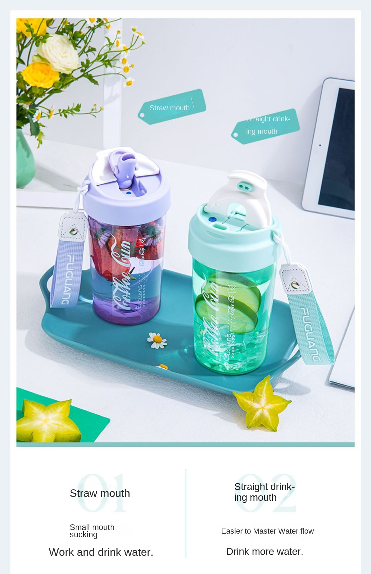 Leakproof 550ml Tritan Bpa Free Water Bottle Safe Creative High Appearance Summer Single Wall Coffee Mug Bottle Multifunctional Use With Customized