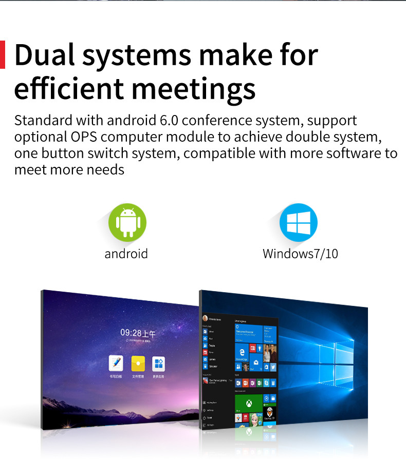 Aluminum Alloy Frame 55'' Electronic Smart Interactive White Digital Board