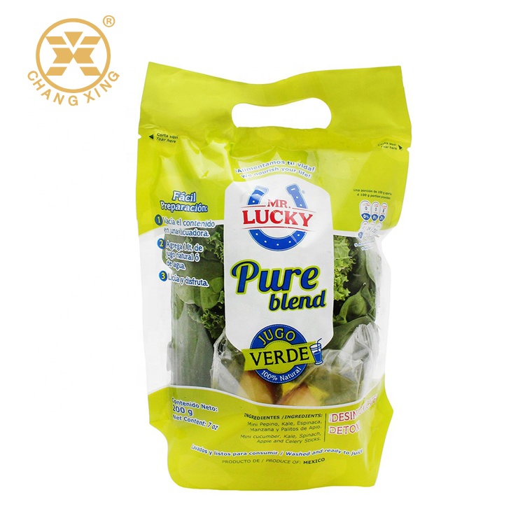 Cassava Leaves Resealable Stand Up Vacuum Pouches Veg Frozen Food Packaging Bags