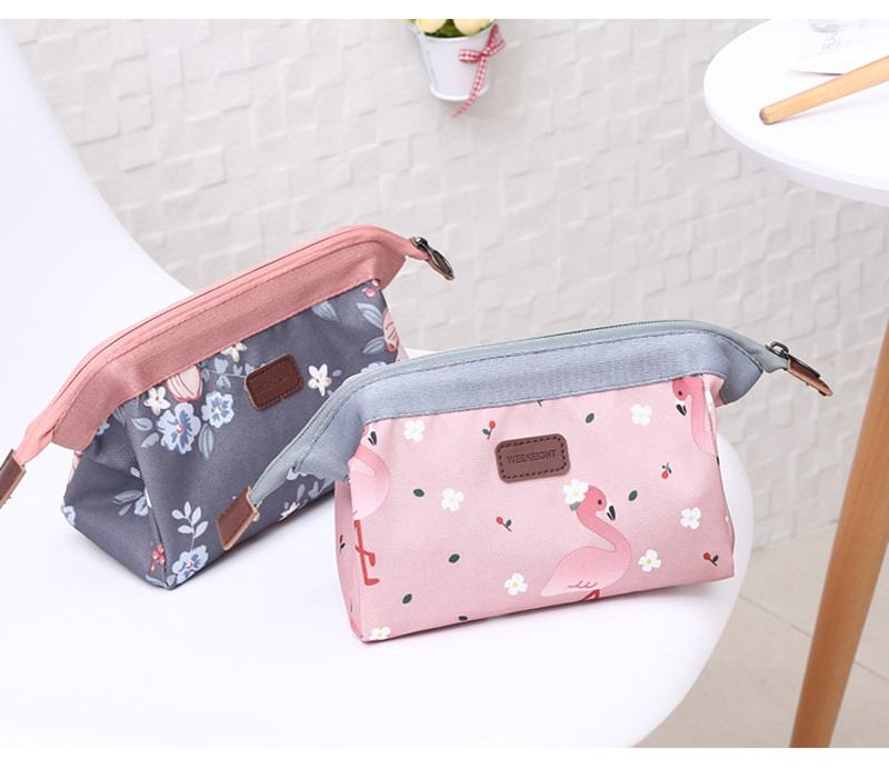 Hot Selling Multi-Function Pink Printed Korean Toiletry Wash Zipper Bag