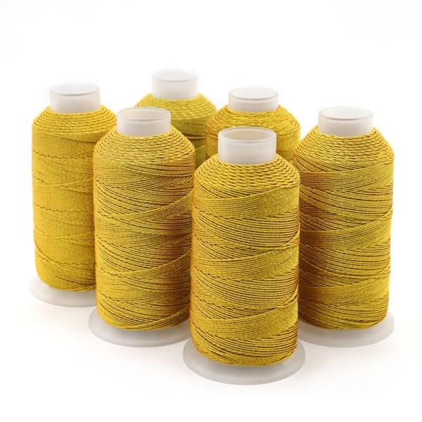100% Silk High Tenacity 3 Ply Gold And Silver Metallic Yarn Thread For DIY