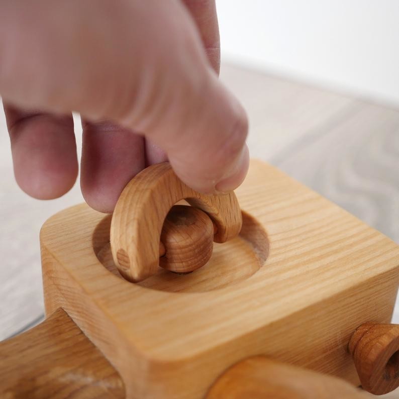 Handcrafted Handmade Wooden Train Set Baby Birthday Gift Crack Resistant
