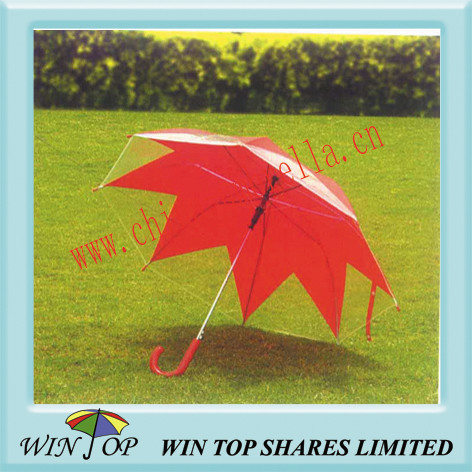 Quality 23" Auto Straight Maple Leaf PVC Umbrella for sale