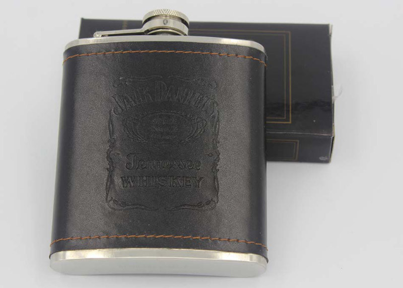 Jack Daniel'S 7 Oz Leather Hip Flask , Customized Alcohol Hip Flask