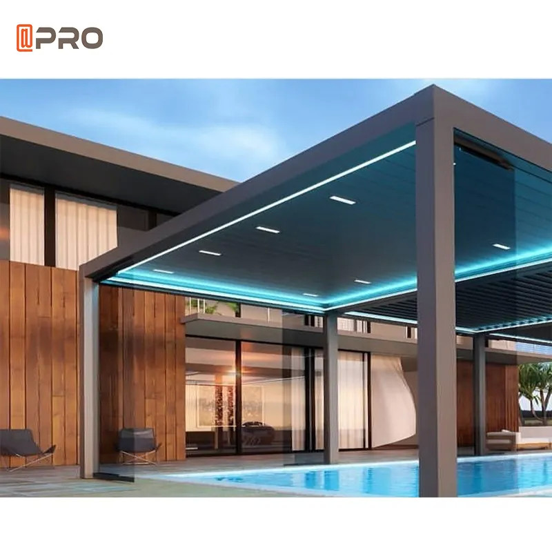 Rodent Proof Modern Aluminum Pergola Luxury Garden Gazebo Pavilion Opening Closing Roof
