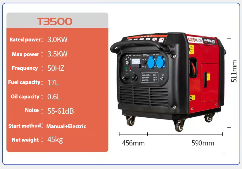 Inverter Gasoline Generator Portable Super Silent Mini Generator 1.2KW Frequency Conversion Generator