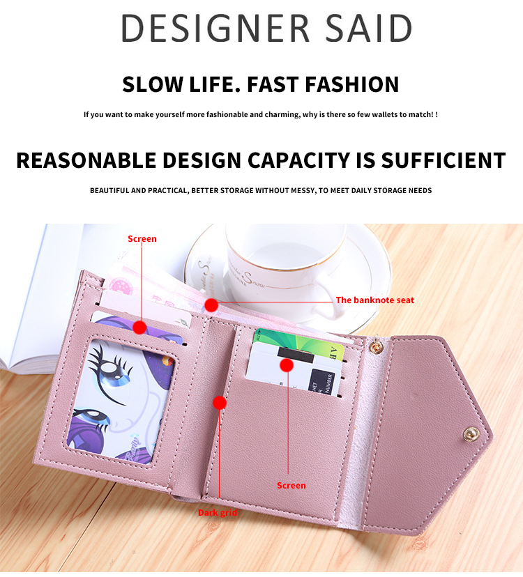 Japanese Korean Cute Little Fresh Tassels Mini Student Lady Short Wallet With Open Closure