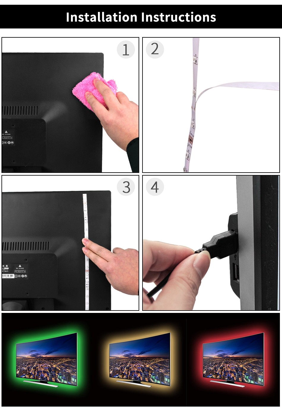 5V USB 5050 Self Adhesive LED Strip RGB 5000mm Addressable Led Strip