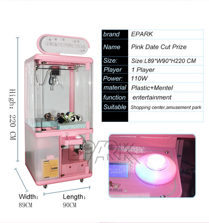 CE Soft Toy Metal Coin Operated Crane Machine For Supermarket