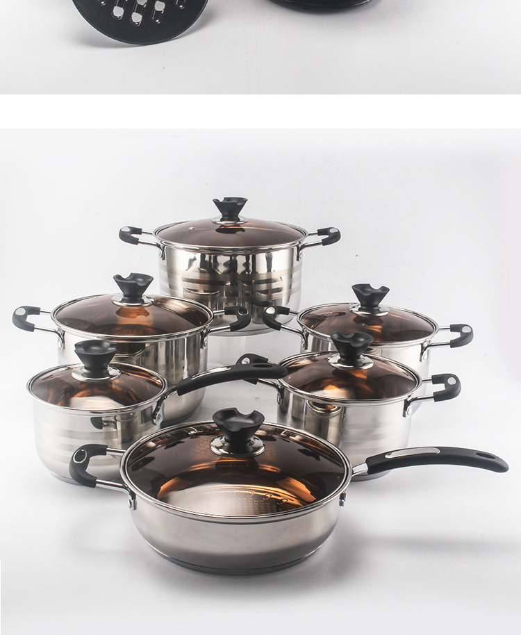 Best Sale Kitchen 12 Piece Cooking Pot Set Pot And Pans Stainless Steel Cookware Set