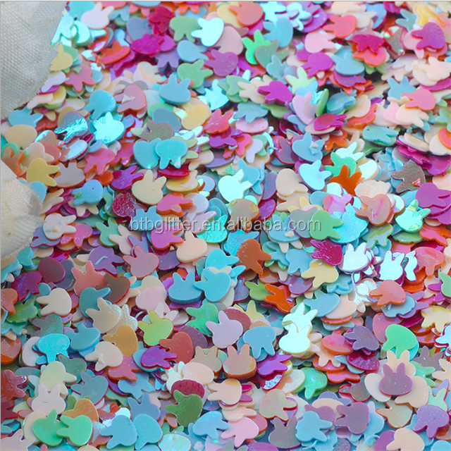 Pet Happy Year Easter Sequined 4mm Rabbit Head Ball Stuffers and Ornaments Hand DIY Accessories Fluorescent Pieces Glass