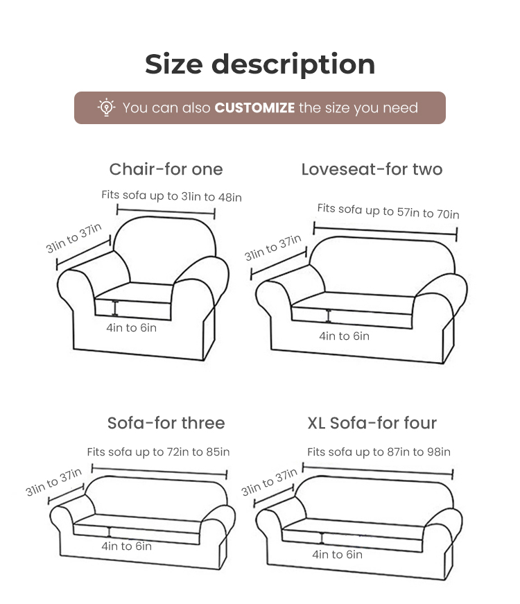 Rectangle Light Luxury Style Seersucker Solid Color Sofa Covers for Living Room Décor