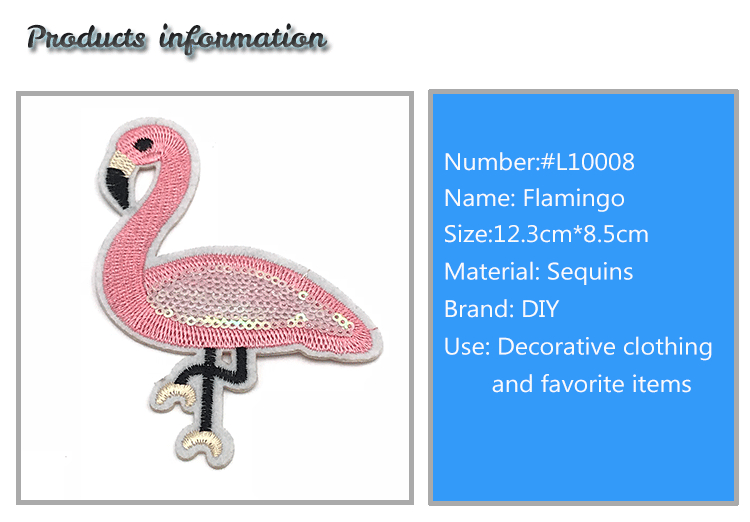 Popular DIY Flamingo Iron On Patch , Pink Flamingo Patches Sequin Material