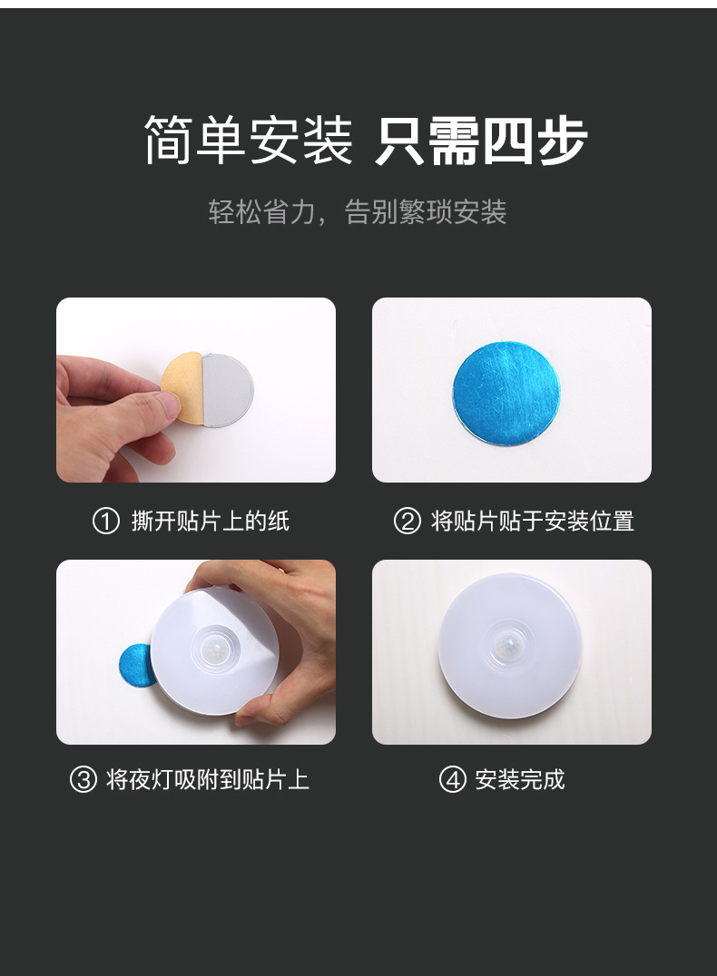 Battery Intelligent Induction Night Light Magnetic Rechargeable Under Cabinet Lighting