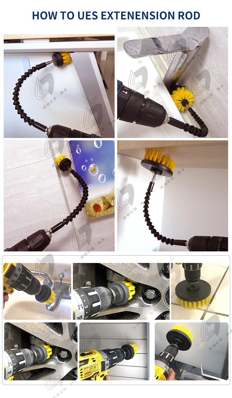 11pcs Electric Drill Cleaning Brush Kit For Floor Carpet And Car Wash