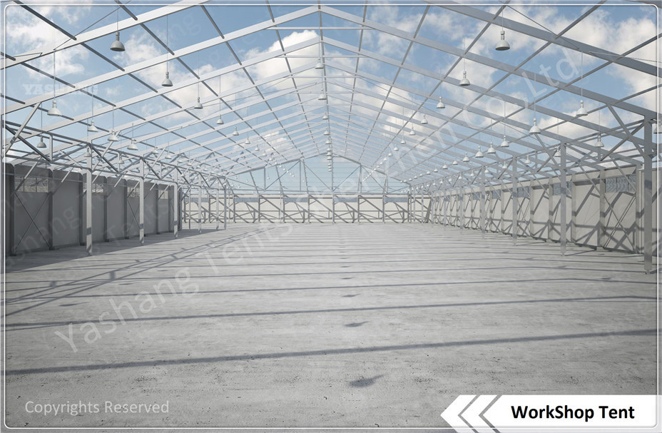 Custom L-shaped Industrial Aluminium Frame Tents Workshop With Sandwich Wall