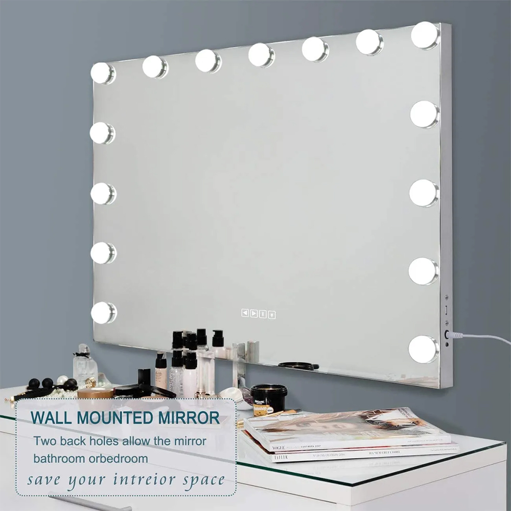 Silver LED Makeup Mirror 3000K - 6000K Hollywood Makeup Mirror