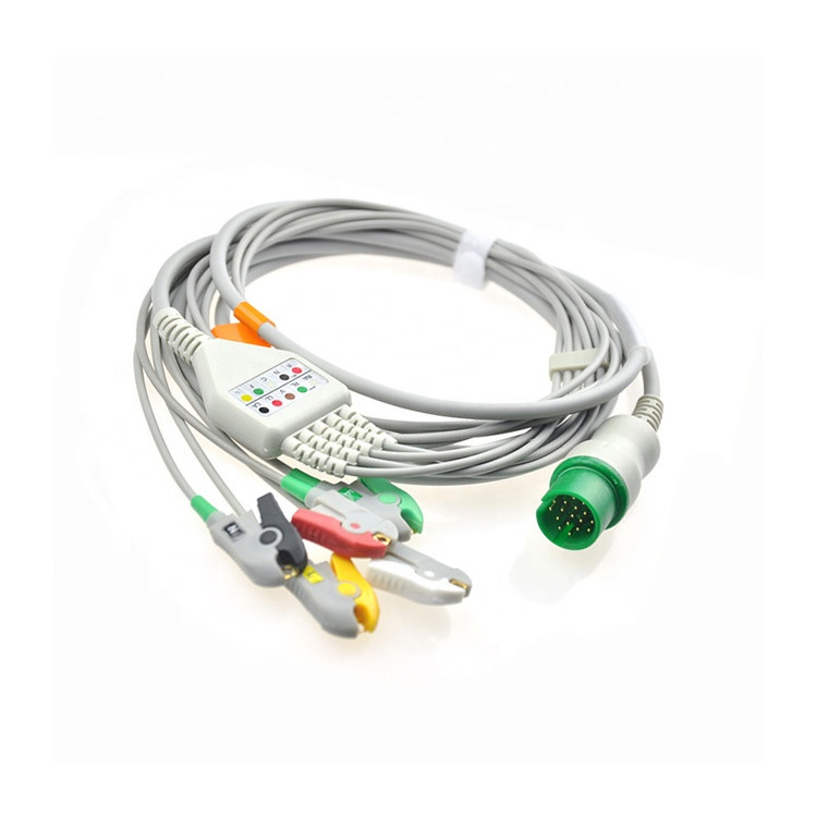 Spacelabs 5 Lead ecg cable with snap end Adult/Pediatric 17 Pin Connector 3.6m
