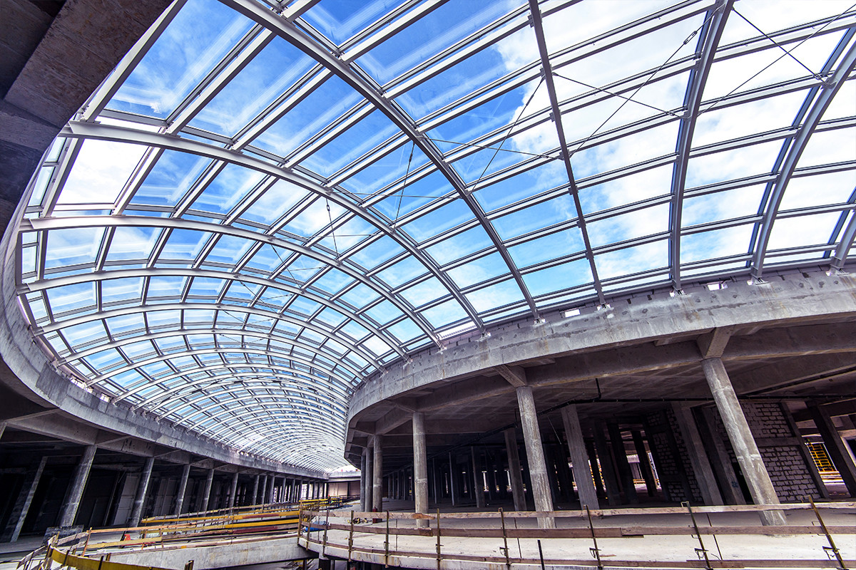 Long Span Commercial Metal Buildings Steel Structure Showroom Exhibition Center