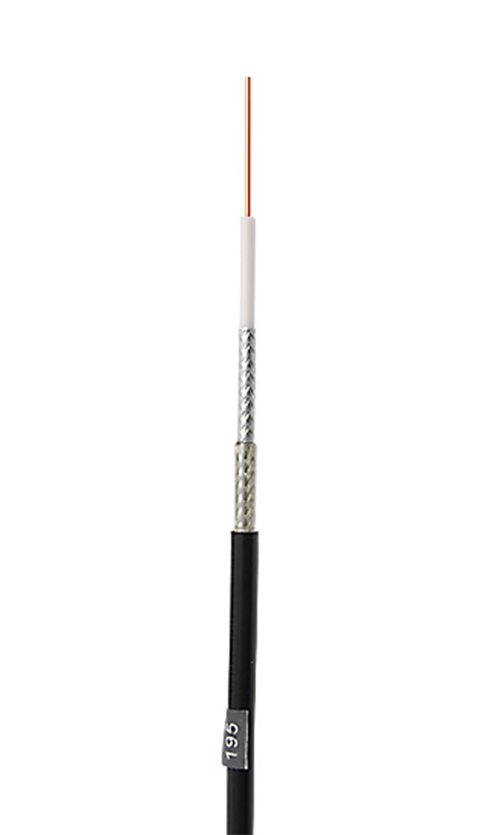 Low Loss Flexible 195 Indoor / Outdoor Rated Coax Cable Double Shielded with Black PE Jacket By The Foot