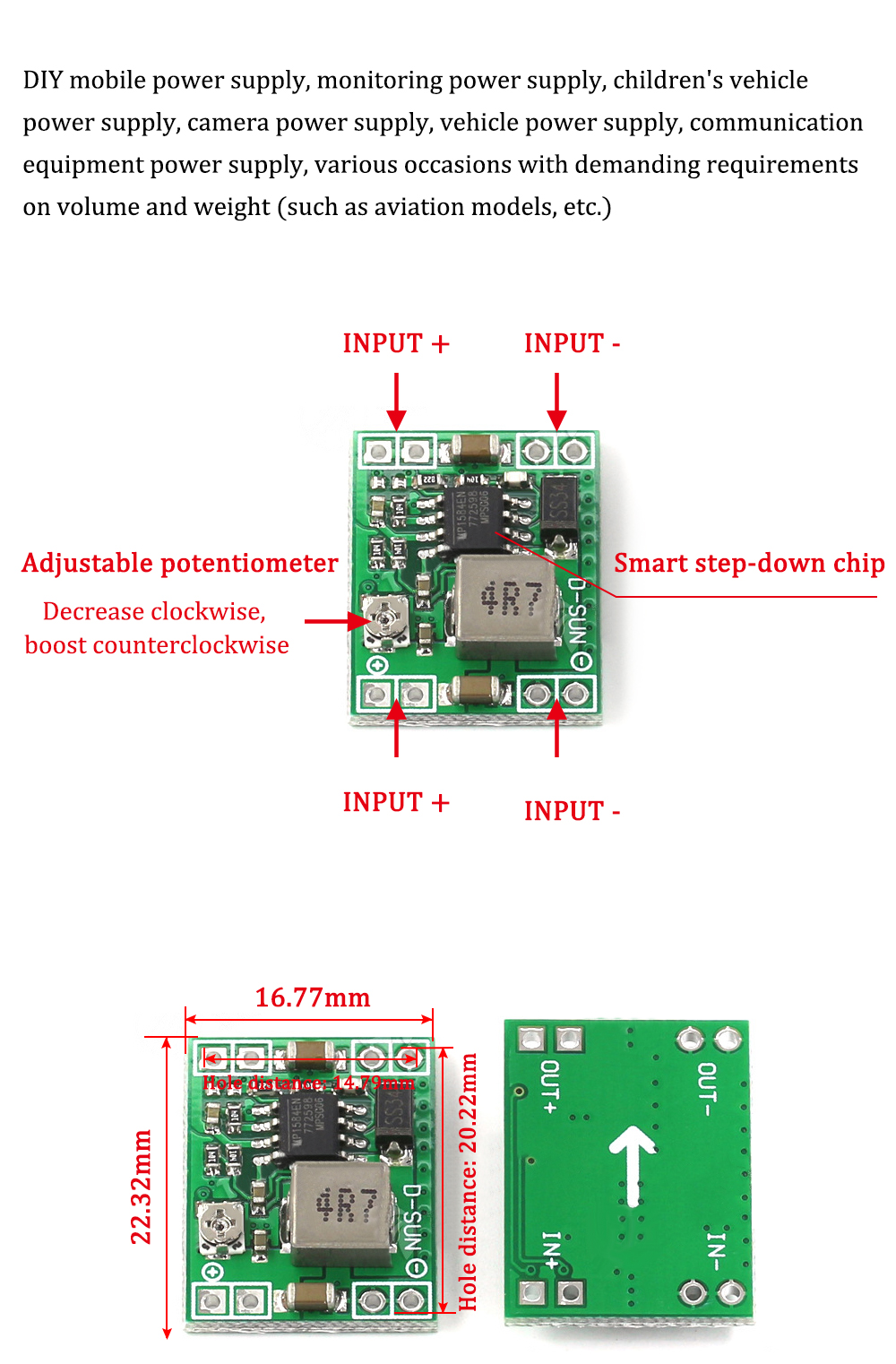 Customized Support MP1584EN 3A Adjustable Buck Inverter Converter for Replace MP1584